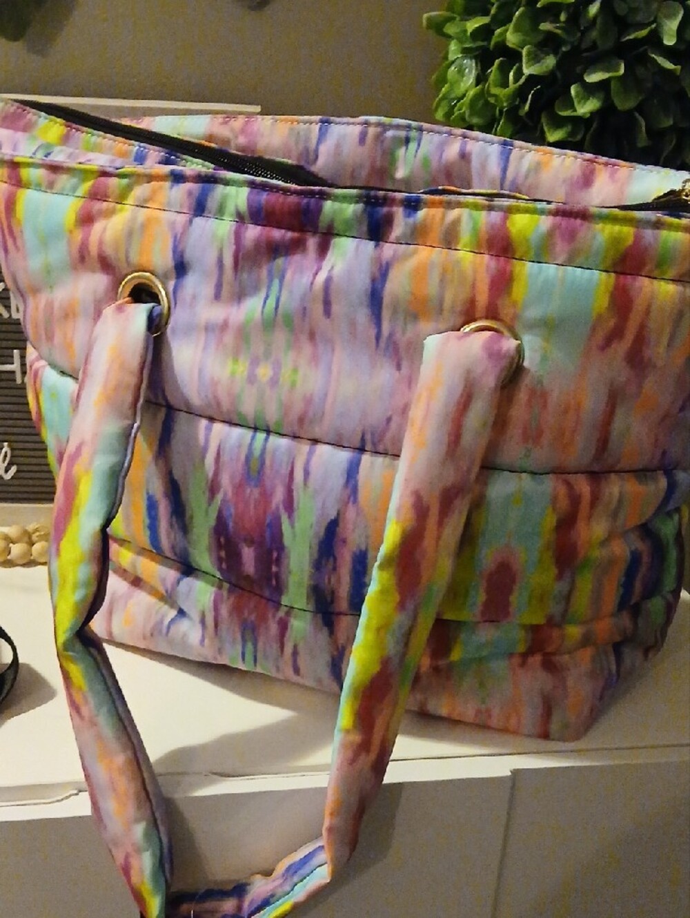Betsey Johnson Multicolor Tie-Dye Puffer Tote w/ Black Logo Strap ๐ - Picture 5 of 10